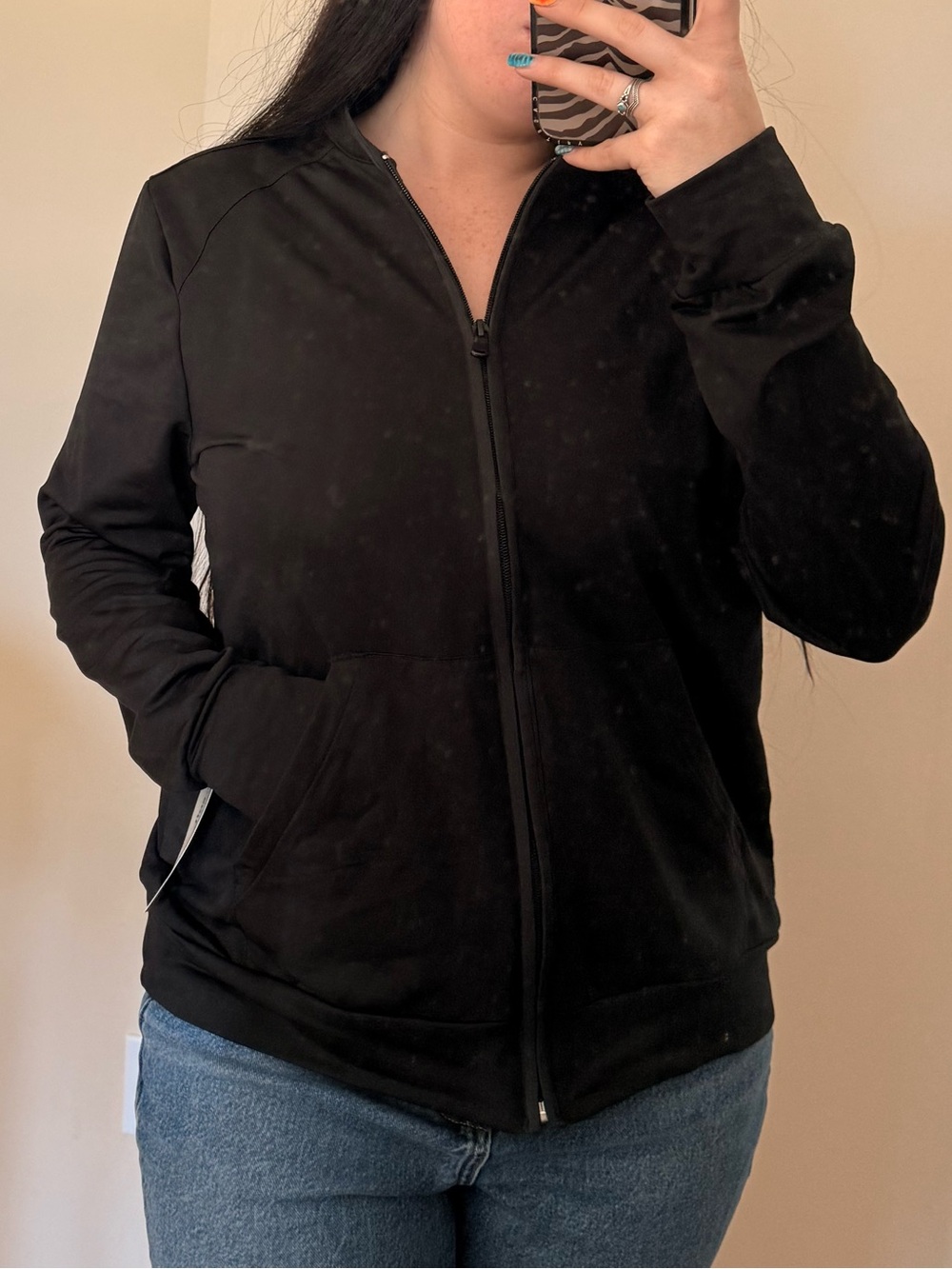 Butter-Soft Stretch Black Full Zip Scrub Jacket Women’s Medium
